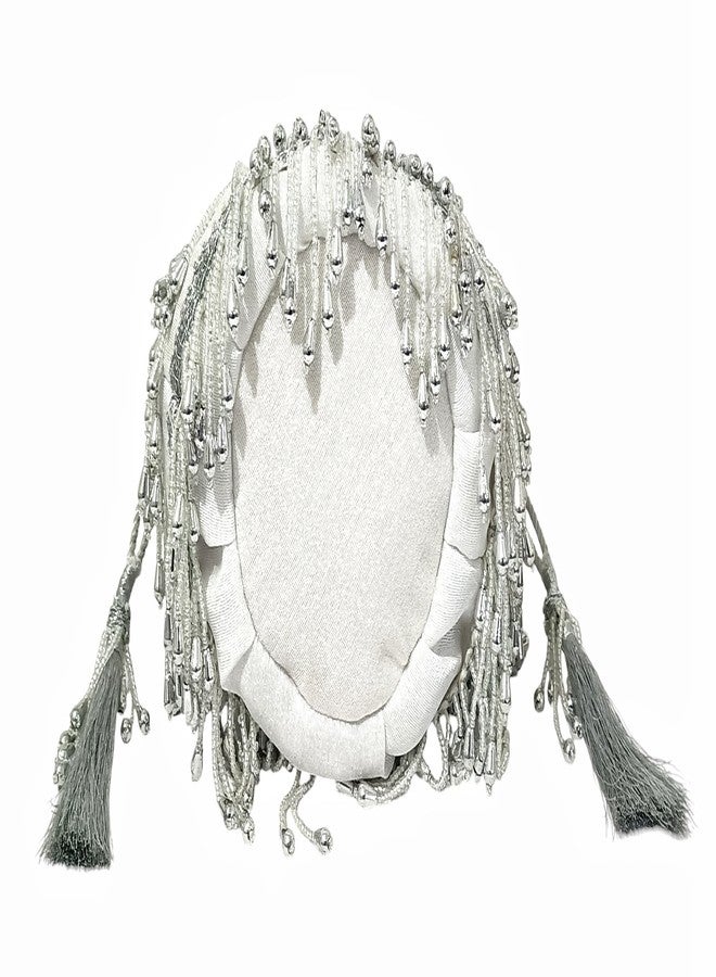 داتشيس حقيبة بوتلي مزينة بشرابات مطرزة من دوقة لحفلات الزفاف (فضية) - Image 3